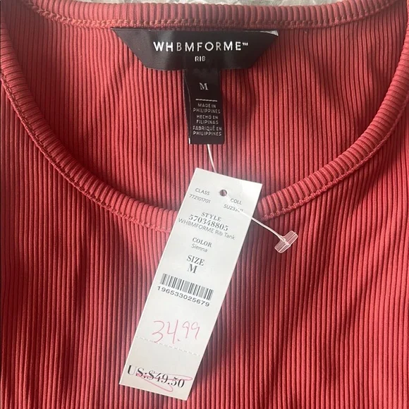 WHBM NWT Women's Rust Ribbed Tank Top - Picture 7 of 7